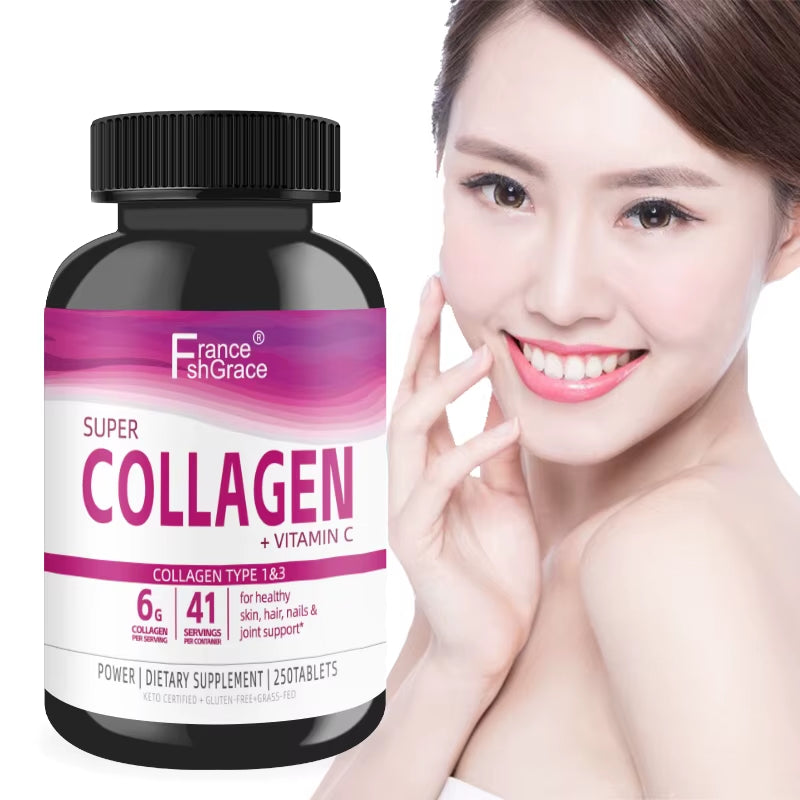 Collagen Supplement with Vitamin C and Biotin for Enhanced Skin, Hair, and Nail Health - Antioxidant-Rich Tablets for Adults
