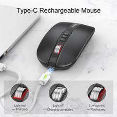 M113 Dual Mode Silent Mouse - 2.4G Wireless & Bluetooth, 2400 DPI, Quick Mute and Desktop Return Button, Rechargeable Ultra Thin Design