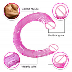 17 Inch Silicone Jelly Slim Strapless Double Sided Dildo Anal Vaginal Stimulation Two Headed Dildo Lesbian Gay Sex Product
