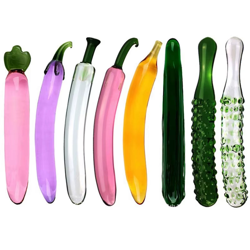 Wholesale Fruit Vegetable Shape Anal Plug Series Male Female Masturbator Glass Dildo Sex Toy Adult