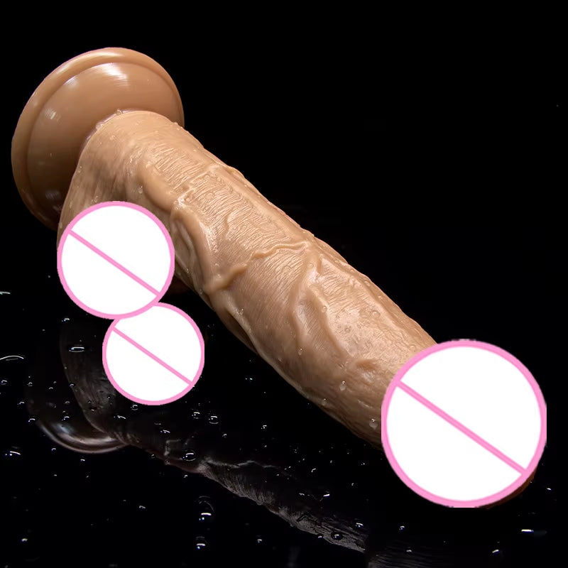 8 Inch Super Artificial Lifelike Soft Suction Cup Wearable Realistic Dildo for Couple