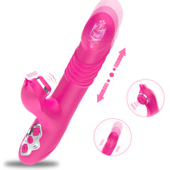 Telescopic Double Vibration Silicone Masturbator for Women with USB Rechargeable & 10 Frequencies 100% Waterproof Adult Sex Toy