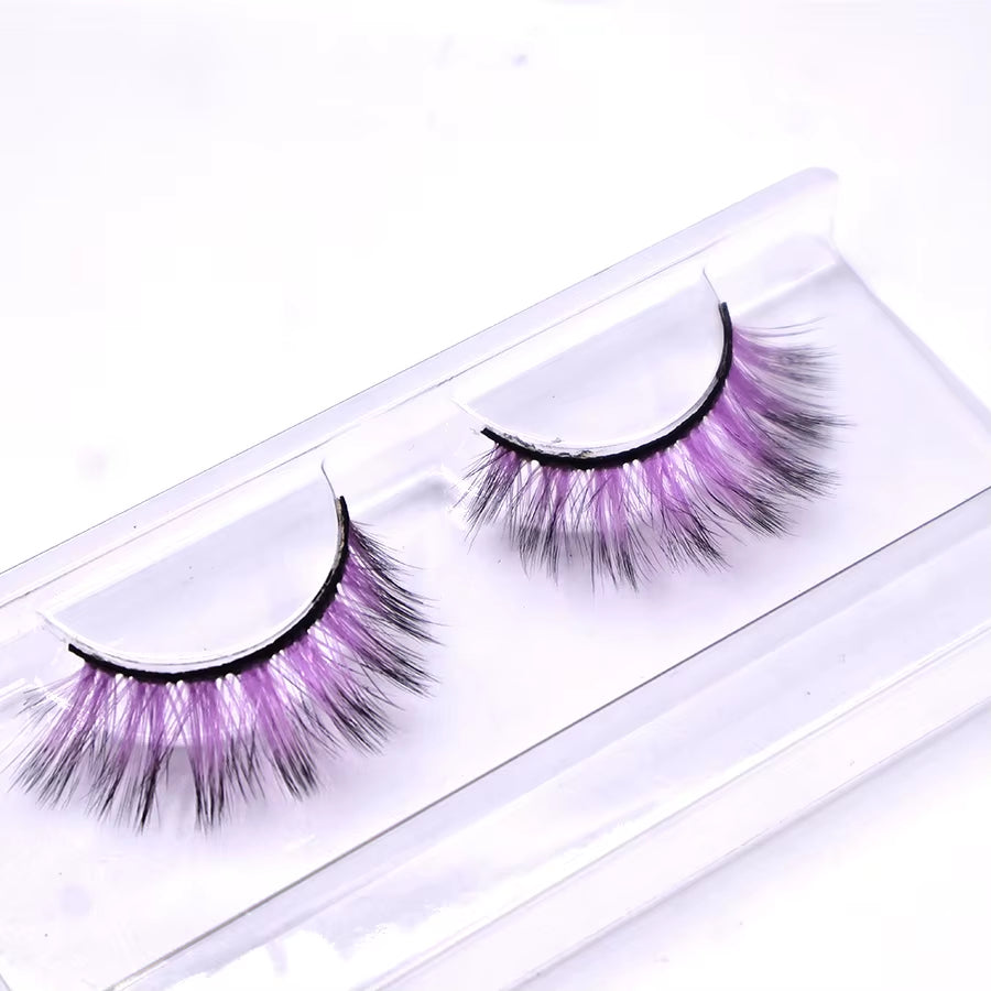 Custom Logo Handmade 10Mm 15Mm 16Mm 3D Fluffy Faux Mink Eyelashes 0.07Mm Thickness Natural Thin Lash Band Volumes Colorful