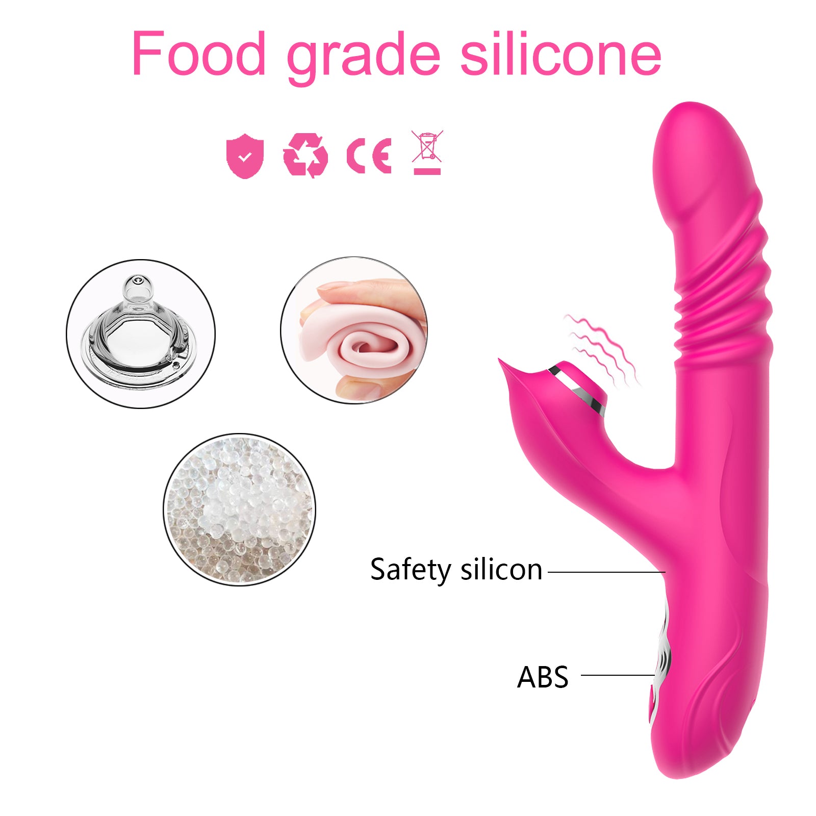 Telescopic Double Vibration Silicone Masturbator for Women with USB Rechargeable & 10 Frequencies 100% Waterproof Adult Sex Toy