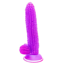 8 inch Corn Phallus Fruit Shape Crystal Dildo Pvc Material Anal Plug Toys Black Jelly Dildos for Women and Men