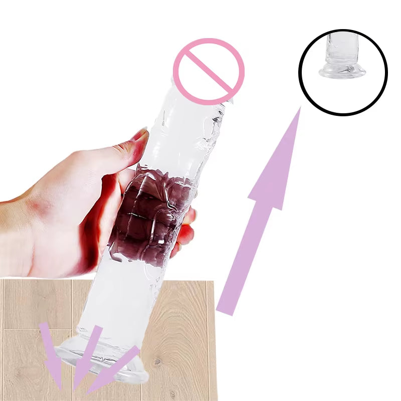 Realistic Clear Dildo with Suction Cup Dildo Para Mulheres