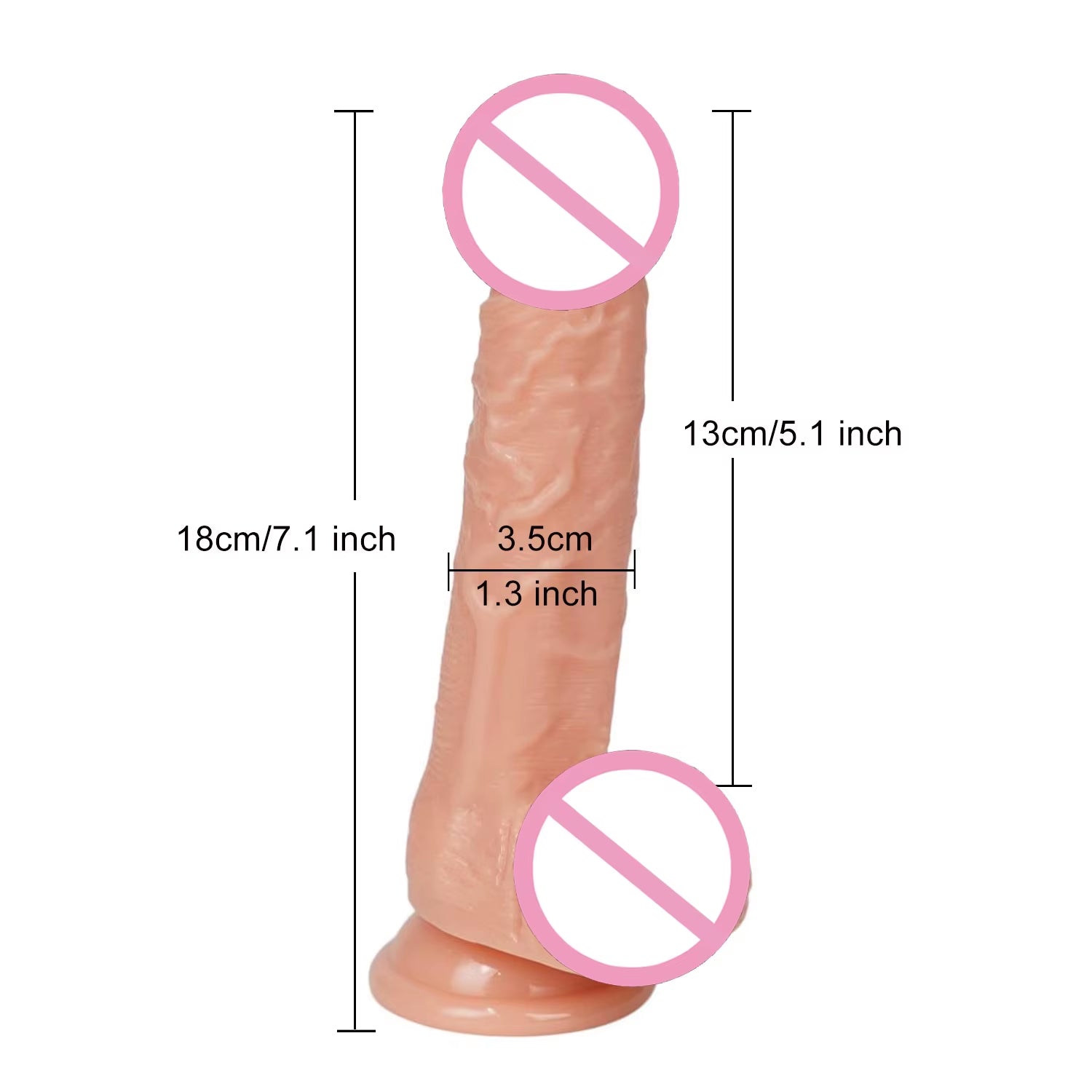 7.1 Inch Realistic Adult Sex Toy Body Safe G Spot Silicone Dildo with Strong Suction Cup Hands Free Play