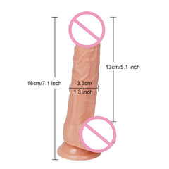 7.1 Inch Realistic Adult Sex Toy Body Safe G Spot Silicone Dildo with Strong Suction Cup Hands Free Play