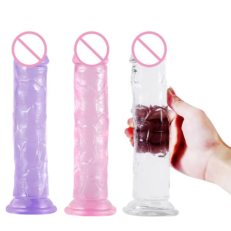 Realistic Clear Dildo with Suction Cup Dildo Para Mulheres