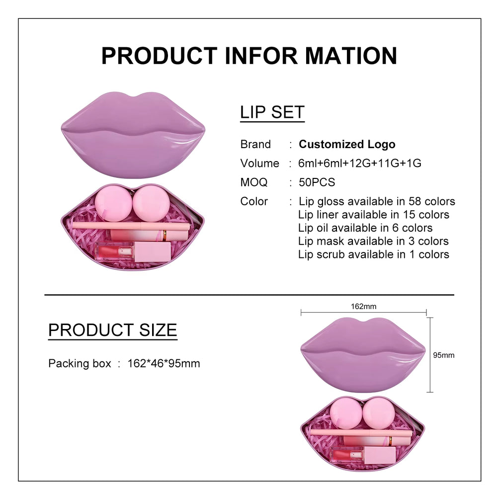 All in One Lip Gloss Lipliner Makeup Gift Sets Beauty Set Box Holiday Gift Lipoil Scrub Lip Mask 5 Pcs Makeup Set