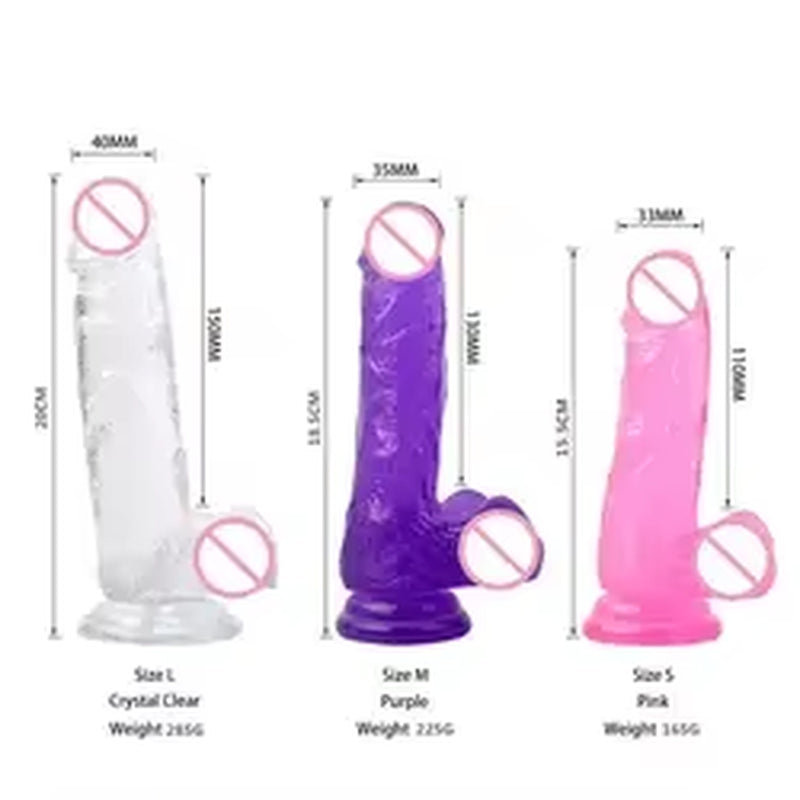 Crystal Jelly Dildo for Female Masturbation Realistic Dildo Suction Cup Transparent Anal Plug Sex Product
