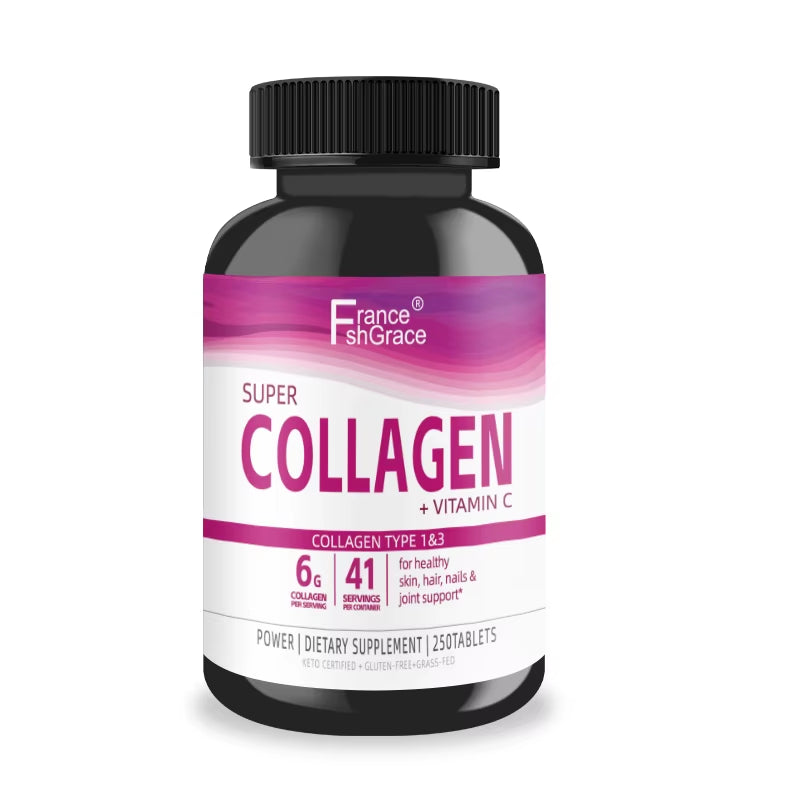 Collagen Supplement with Vitamin C and Biotin for Enhanced Skin, Hair, and Nail Health - Antioxidant-Rich Tablets for Adults