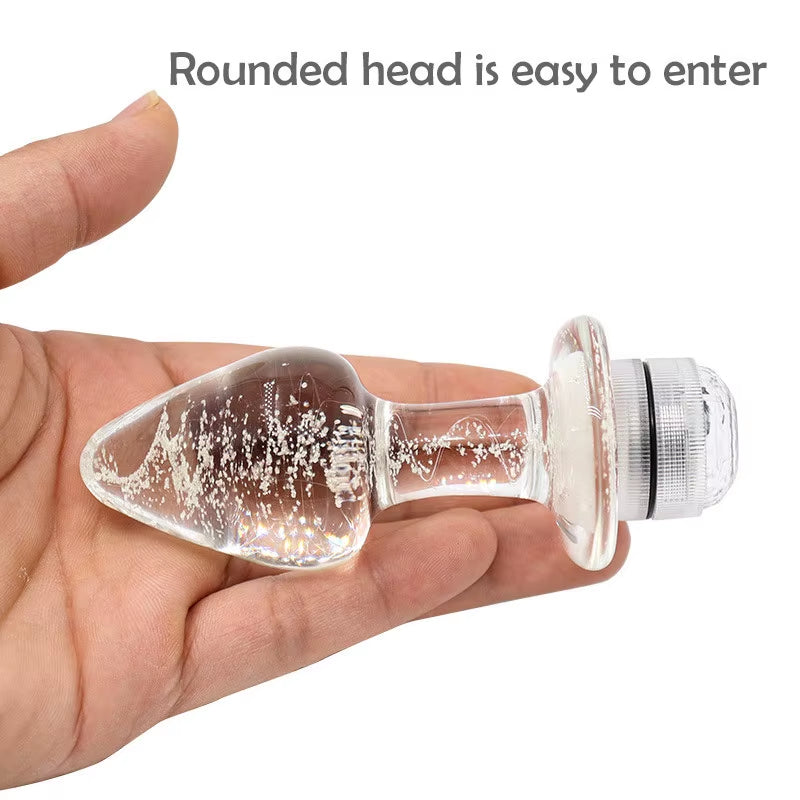Remote Control LED Light Anal Plug Luminous Crystal Glass Anal Dilators Adult Toys Anal Beads for Masturbation