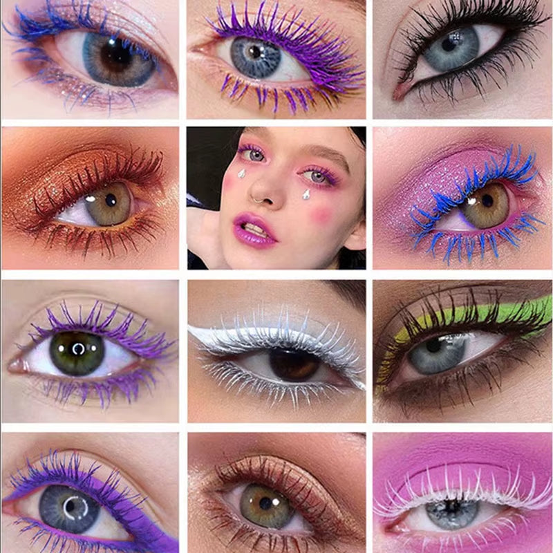 Waterproof 5D Silk Fiber for Mascara with 14 Colors 3D Lash Color Eyelash Extension Thick Lengthening Eye Lashes Cosmetic
