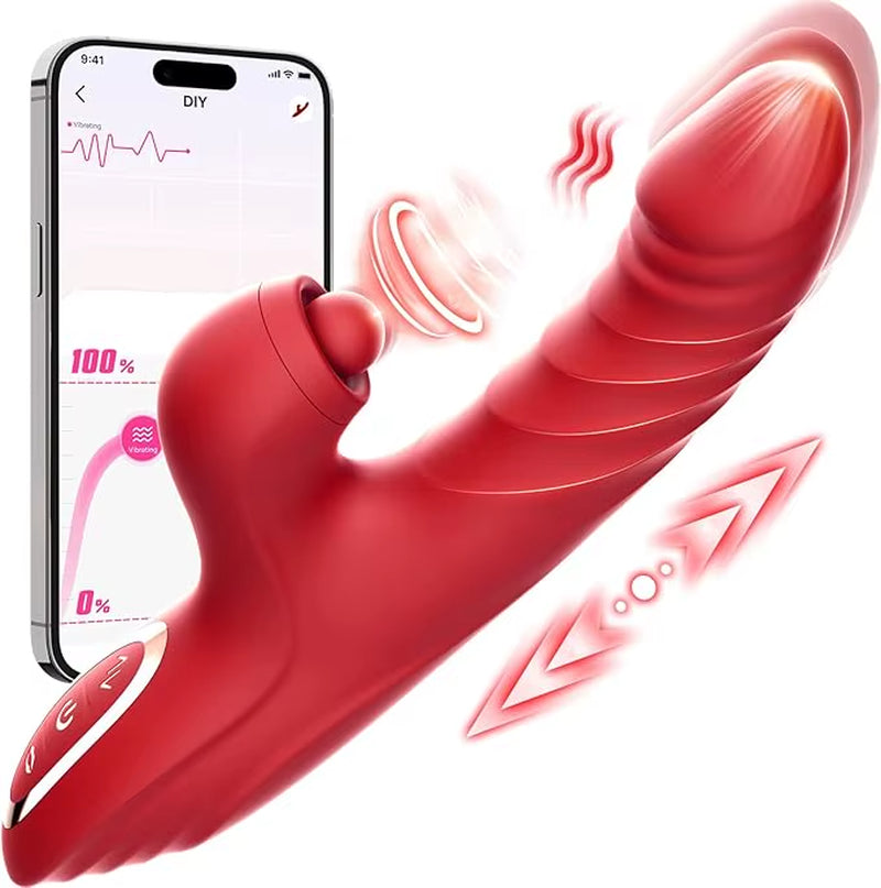 Best Price App Control Retractable Telescopic Dildo 5 Flapping Heat 10 Frequency Vibrator 7 Thrust G Spot Vibrator