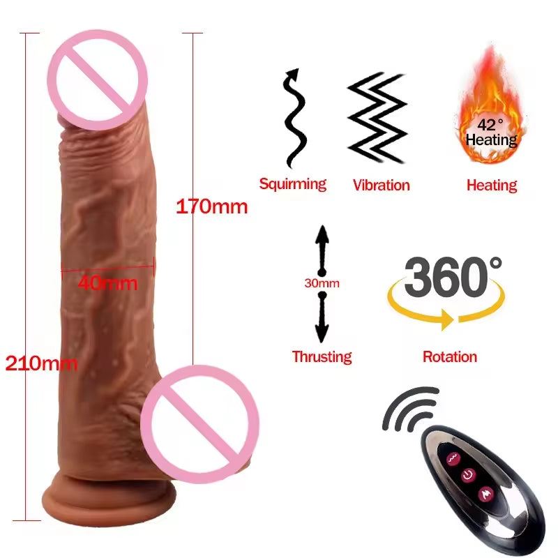 Dildo Vibrator Remote Control Heating Thrusting Dildo Vibrator