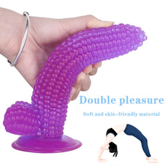8 inch Corn Phallus Fruit Shape Crystal Dildo Pvc Material Anal Plug Toys Black Jelly Dildos for Women and Men