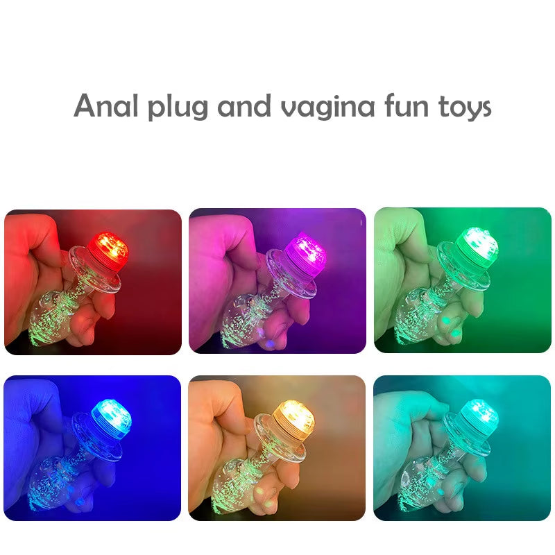 Remote Control LED Light Anal Plug Luminous Crystal Glass Anal Dilators Adult Toys Anal Beads for Masturbation