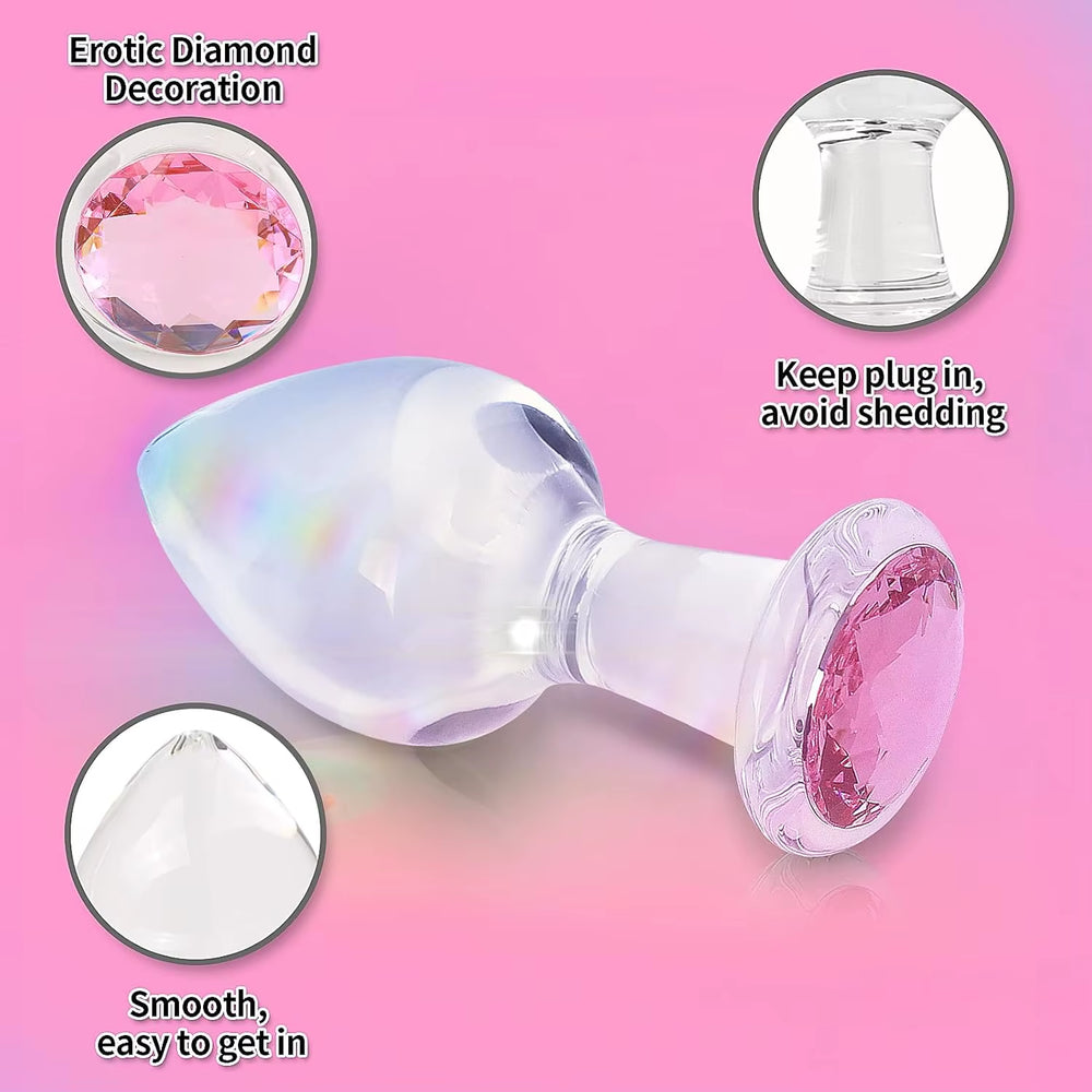 3PCS Anal Plug Crystal Glass Anal Plug with Luxury Jewelry Butt Plug Fetish Anus Stimulation Unisex Adult Anal Sex Toy