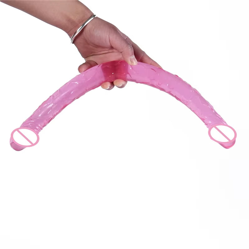 17 Inch Silicone Jelly Slim Strapless Double Sided Dildo Anal Vaginal Stimulation Two Headed Dildo Lesbian Gay Sex Product