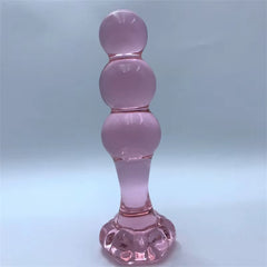 Rose Flower Bottom Pink Glass Anal Bead Plug SM Anal Massage Stick Handmade Glass Sex Toy Glass Butt Plug for Women Masturbation