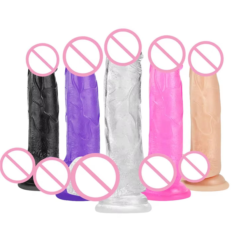 Crystal Jelly Dildo for Female Masturbation Realistic Dildo Suction Cup Transparent Anal Plug Sex Product