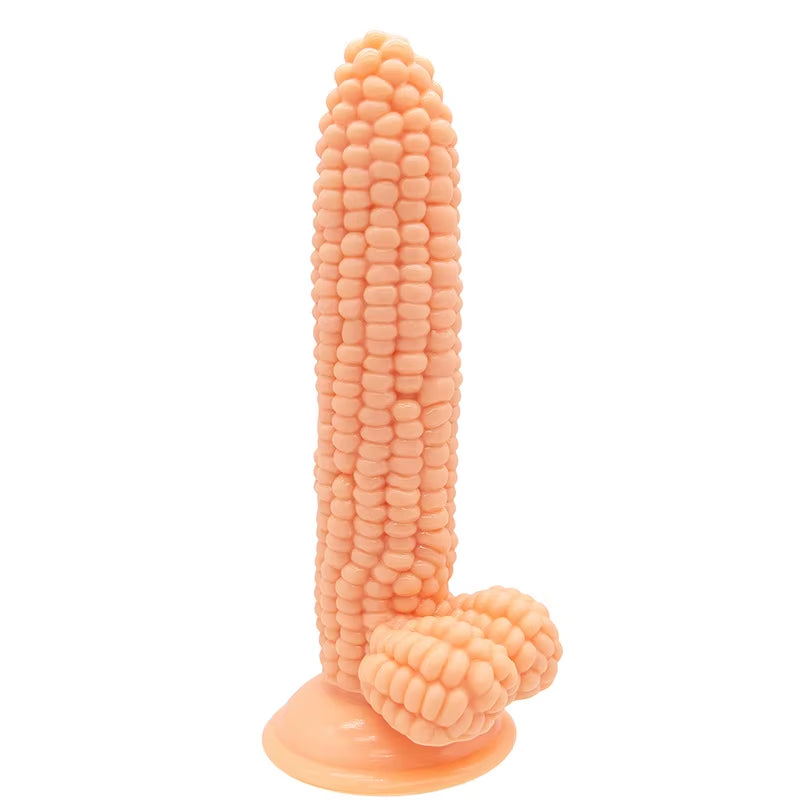8 inch Corn Phallus Fruit Shape Crystal Dildo Pvc Material Anal Plug Toys Black Jelly Dildos for Women and Men