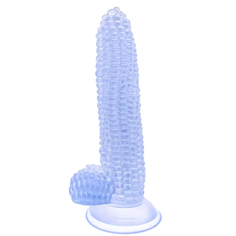 8 inch Corn Phallus Fruit Shape Crystal Dildo Pvc Material Anal Plug Toys Black Jelly Dildos for Women and Men