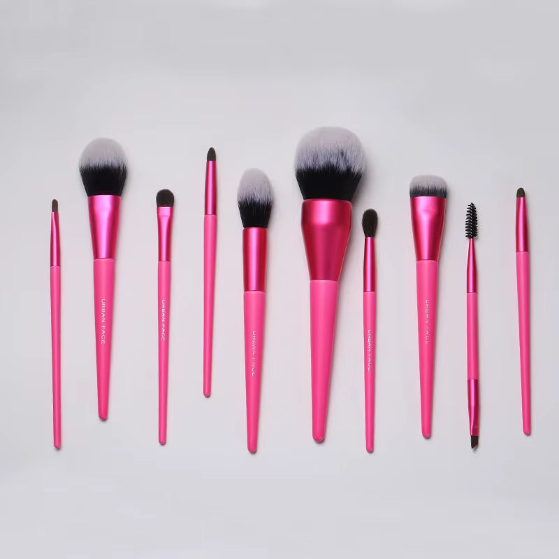 10 Pcs Wholesale Gorgeous Pink Makeup Brush Set Professional Vegan Brushes Kit Synthetic Hair Custom Private Label Services