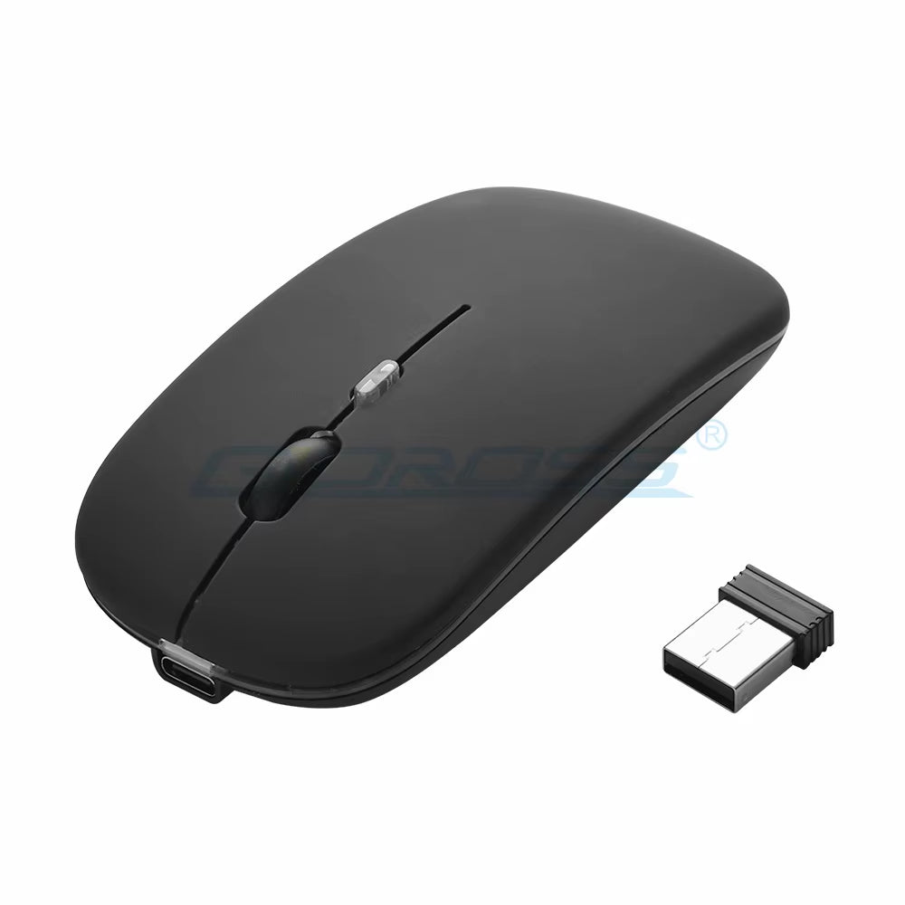 High DPI Bluetooth Silent Wireless Mouse - Lightweight Dual Mode Slim Rechargeable Cordless Mouse with LED Light