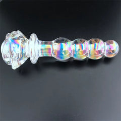Crystal Pink Flower Beads Anal Wand Glass Rose Butt Plug Dildo Anal Sex Toys Glass Rose Bud Anal Plug for Women
