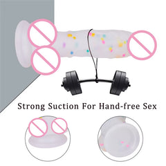 Realistic 7 Inch Clear Dildo with Suction Cup and Balls Masturbation Sex Toy Jelly Rainbow Transparent Dildo for Women