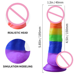 Soft Mushroom Head Artificial Penis Jelly Dildo Gel Dual Layer Liquid Silicone Colourful Suction Cup Realistic Rainbow Dildo