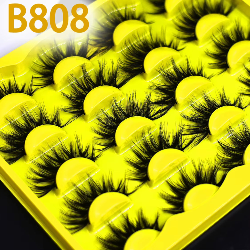 Natural Long Length 12-20Mm 3D Mink False Eyelashes Handmade 0.07MM Thickness Synthetic Silk Cruelty-Free Black Cotton Band