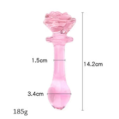 Pink Flower Beaded Glass Crystal Butt Vaginal Dildo Adult Sex Toys Rose Plug Anal for Women