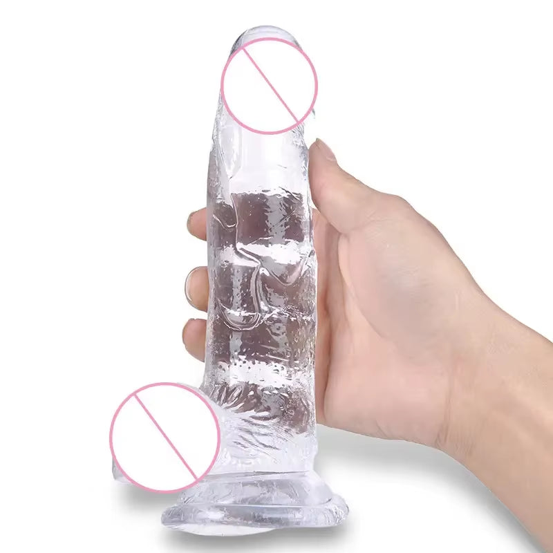 Crystal Jelly Dildo for Female Masturbation Realistic Dildo Suction Cup Transparent Anal Plug Sex Product