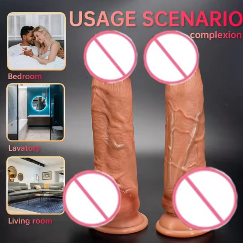 20Cm Soft Silicone Sex Toy Dick Real Skin Dildo with Suction Cup Real Feel Realistic Fat Dildo for Women