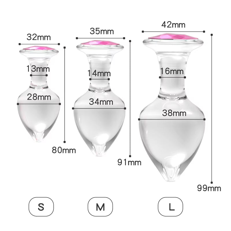3PCS Anal Plug Crystal Glass Anal Plug with Luxury Jewelry Butt Plug Fetish Anus Stimulation Unisex Adult Anal Sex Toy