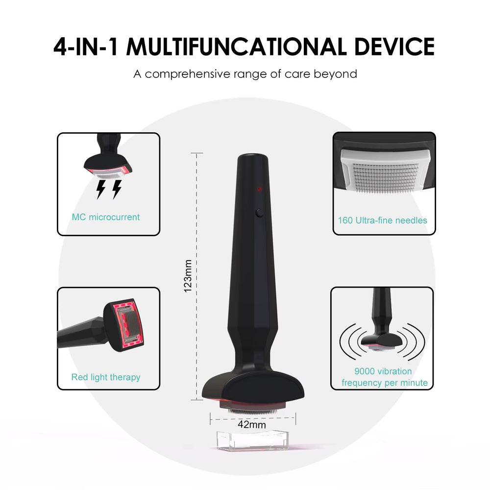 4-in-1 Electric Scalp Massager with Red Light Therapy, EMS Vibration, and Microcurrent Derma Stamp for Enhanced Hair Growth