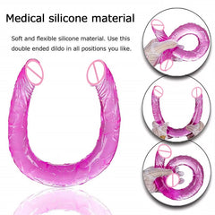 17 Inch Silicone Jelly Slim Strapless Double Sided Dildo Anal Vaginal Stimulation Two Headed Dildo Lesbian Gay Sex Product