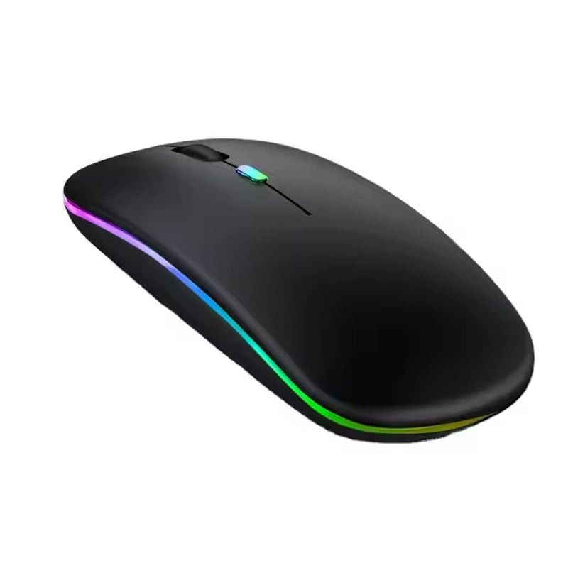 High DPI Bluetooth Silent Wireless Mouse - Lightweight Dual Mode Slim Rechargeable Cordless Mouse with LED Light