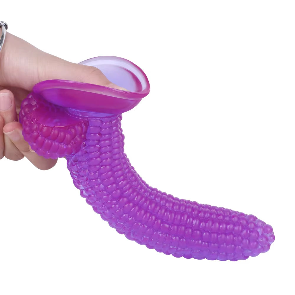 8 inch Corn Phallus Fruit Shape Crystal Dildo Pvc Material Anal Plug Toys Black Jelly Dildos for Women and Men