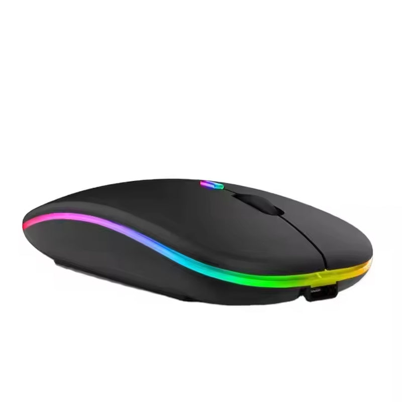 High DPI Bluetooth Silent Wireless Mouse - Lightweight Dual Mode Slim Rechargeable Cordless Mouse with LED Light