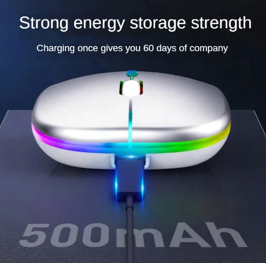 Wireless Bluetooth 2-in-1 Dual Mode Ergonomic Optical Mouse - Portable Rechargeable with USB Interface and Programmable Features for Laptops