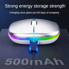 Wireless Bluetooth 2-in-1 Dual Mode Ergonomic Optical Mouse - Portable Rechargeable with USB Interface and Programmable Features for Laptops