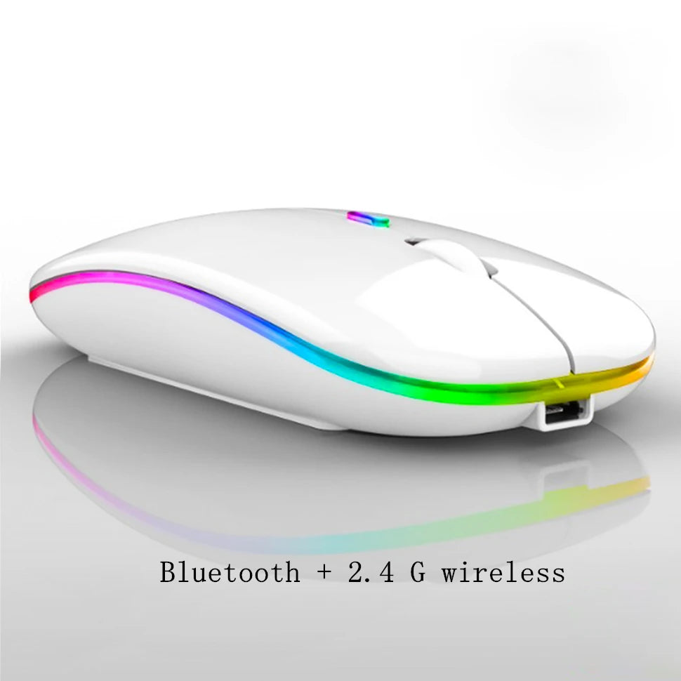 Wireless Bluetooth 2-in-1 Dual Mode Ergonomic Optical Mouse - Portable Rechargeable with USB Interface and Programmable Features for Laptops