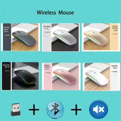 Wireless Bluetooth 2-in-1 Dual Mode Ergonomic Optical Mouse - Portable Rechargeable with USB Interface and Programmable Features for Laptops