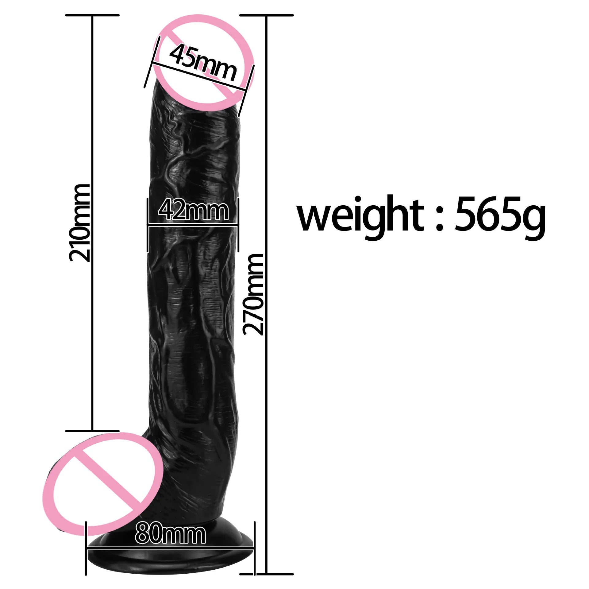 Realistic Silicone Dildo Body Safe G Spot Stimulator with Strong Suction Cup - 10 Inch 