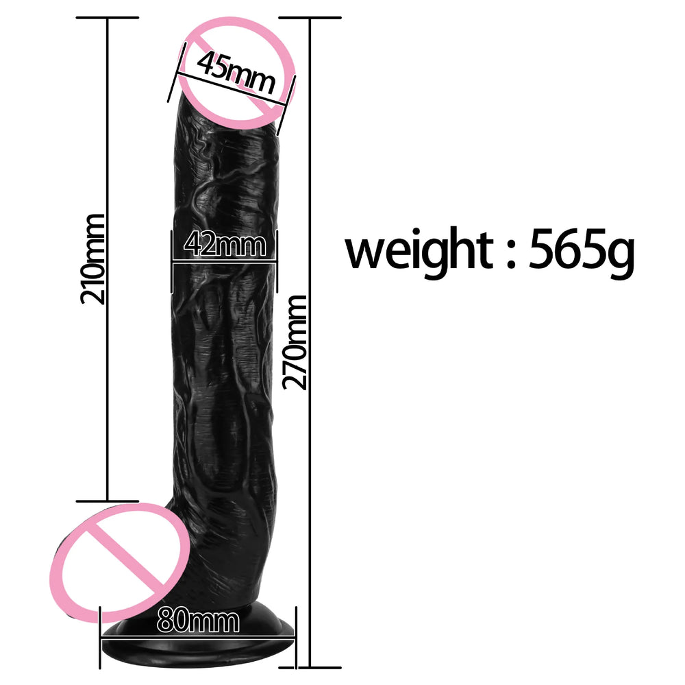 Realistic Silicone Dildo Body Safe G Spot Stimulator with Strong Suction Cup - 10 Inch 