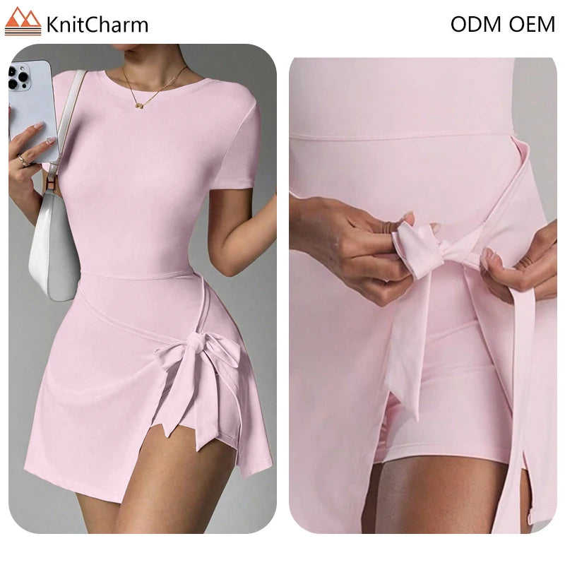 Women'S Sexy Yoga Tennis Skirt Lightweight Breathable Dress for Outdoor Golf Sports Tennis Dress